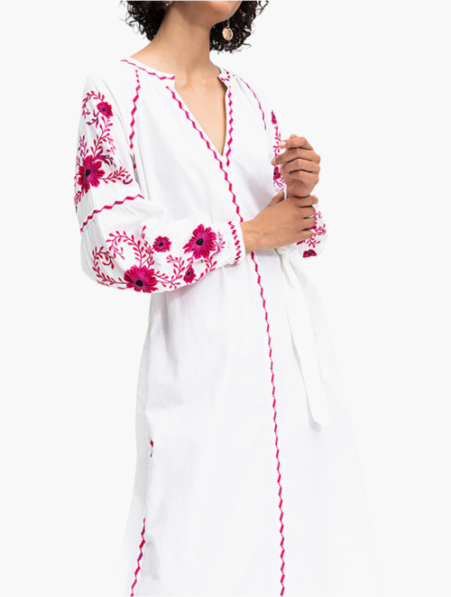 MyRunway | Shop Woolworths White Belted Embroidery Split Mandarin